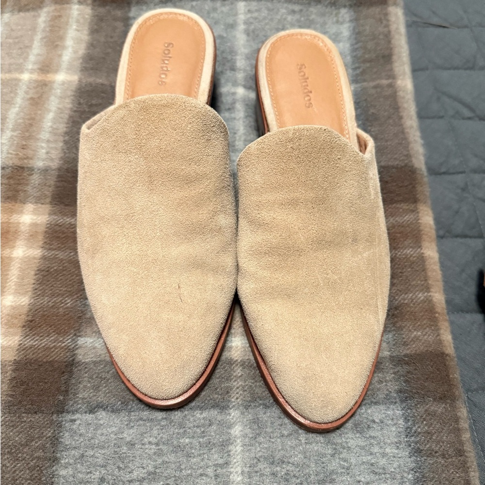 Soludos Women's Beige Suede Mules